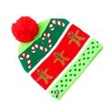 Detalle del gorro navideño LED con interruptor de encendido y patrones festivos - Estilo Hombre de Jengibre
