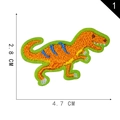 Écusson brodé dinosaure orange avec rayures bleues et bordure verte, taille 2,8 x 4,7 cm - Style 1-Dinosaure Orange Bleu