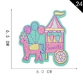Cartoon unicorn and sweets truck embroidery patch with pastel colors and dimensions - Style 24-Sweets Carnival