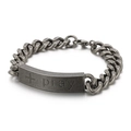 Retro silver metal chain bracelet for men with cross and pray engraving on a curved plate - Antique Silver Pray Cross Style (KB114167-KFC)