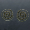 Bohemian gold spiral earrings with mandala hollow pattern for women, vintage gypsy style - Antique Bronze