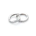 Elegant silver hoop earrings with micro-paved cubic zirconia and hinged closure - Platinum - White Zirconia