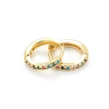 Elegant 18K gold huggie earrings with colorful zircon stones in a circular setting - Gold - Multicolor Zircon