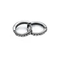 Macro detail of black hoop earrings with clear cubic zirconia micro-pave setting - Black Gold - White Zircon