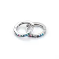 Silver hoop earrings with multicolored micro-pave zircons for women's jewelry collection - White Gold - Multicolor Zircon