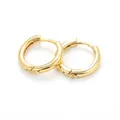 Minimalist round gold hoop earrings with micro-set zircon and polished mirror finish - Gold - Smooth