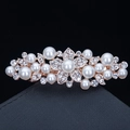 Elegant rose gold hair clip with white pearls and rhinestones in floral design - 43# Pearl Single Flower