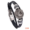 Bracciale da uomo in pelle nera intrecciata con ciondolo picche e chiusura in metallo 20cm - 20cm / Nero
