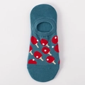 Socquettes invisibles vert foncé avec motifs de raquettes de ping-pong rouges - S16 (Cyan Foncé Ping-Pong)