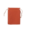 Close-up of orange canvas drawstring storage bag with cream-colored cotton cord - Orange Red