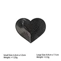 Black sequin heart embroidery patch with size dimensions and weight details on white background - Black Heart*Small Size #70