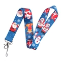 Blaues Weihnachts-Schlüsselband mit Weihnachtsmann-Motiv und Metall-Karabinerhaken - YZ31-2 Blau Weihnachten Cartoon