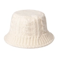 Close-up of off-white knitted bucket hat showing thick cable knit texture and soft wool material - M (56-58cm) / Off White