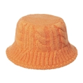 Oranje grofgebreide vissershoed voor dames met kabelpatroon voor warme winterdagen - M (56-58cm) / Oranje