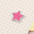 Pink star embroidered iron-on patch with silver border for DIY clothing decoration - Pink