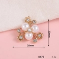Accessorio fiore dorato con tre perle e cristalli, ciondolo gioielli DIY da 20x20mm - D675 Fiore di Perla Stile 6