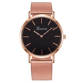 Minimalist black dial men's watch with rose gold mesh band and sleek Geneva design - Black Dial Rose Gold Band
