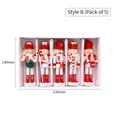 Set di 5 soldatini schiaccianoci natalizi in legno, stile B, decorazioni rosso oro - Stile B (Rosso e Bianco)
