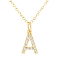 Elegante goldene Halskette mit Buchstabe A Anhänger und funkelnden Zirkonia-Steinen - Buchstabe A / Gold Kleiner Stil