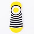 Women's low cut invisible socks with yellow accents and black white stripes - One Size / Black White Stripe Yellow Toe