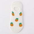 Weiße Baumwoll-Füßlinge mit gelben und grünen Ananasmustern für Damen im Sommer - Einheitsgröße / Weißer Ananas