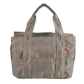 Bolso cambiador de nylon acolchado en color caqui oscuro con remaches metálicos - Grande / Gris