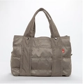 Borsa tote trapuntata in nylon grigio kaki con manici rinforzati e tessuto impermeabile - Medio / Grigio