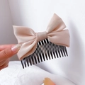 Eleganter champagnerfarbener Haarkamm mit Satin-Schleife für Mädchen für das tägliche Styling - Khaki