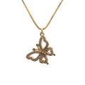 Elegante collana con ciondolo a farfalla dorata con zirconi micro-incastonati su catena - 0076-Farfalla Zirconia Bianca-Catena a Scatola Dorata