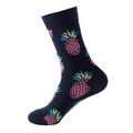 Dunkelblaue Baumwollsocken mit lebendigen rosa Ananasmustern für Damen und Herren - Dunkelblau Rosa Ananas 112