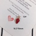 Macro shot of 16.5x8mm red strawberry charm pendant with gold hoop for DIY jewelry - 13# (16.5*8mm)
