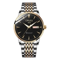 ORUSS men's quartz watch in black gold finish with dual calendar and steel band - Black & Gold