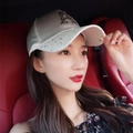 Silver baseball cap with rhinestone letter A and sequins shown in car interior - A Label White