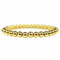 Polished 18K gold plated beaded bracelet featuring uniform round shiny metal beads - 6mm / Gold