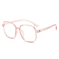 Stylish pink oversized anti-blue light glasses with transparent plastic frames for women - Transparent Pink