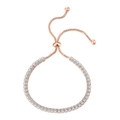Pulsera ajustable de oro rosa con circonitas cúbicas cuadradas de 2,5 mm - Piedra Blanca Cuadrada de 2.5mm / Oro rosa