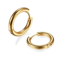 Classic 18k gold plated stainless steel hoop earrings with polished metallic finish - Narrow Arc Style (ER-004 Gold)