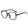 Classic matte black oversized square eyeglasses frame with slim temples for women - Matte Black