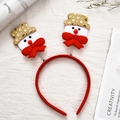 Christmas snowman headband with red base, gold sequin hats and metal springs for party decor - Gold Snowman Style 3