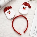 Christmas headband with springy sequined Santa Claus figures and red fabric wrap - Red Santa Claus Style 5