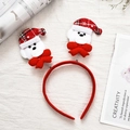 Christmas headband with white plush bears wearing red plaid hats and festive bows - Plaid Christmas Bear Style 22