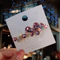 Sparkling butterfly hair clip with purple and iridescent crystals on white card - Single Piece / Purple