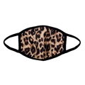 Mascherina lavabile con stampa leopardata e passanti elastici neri su uno sfondo bianco puro - Leopardo Marrone