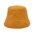 Detailed texture of ginger yellow corduroy bucket hat with classic vertical ribbing design - M (56-58cm) / Orange