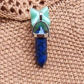 Star-shaped green aventurine and blue lapis lazuli hexagonal column pendant necklace - Lapis Lazuli