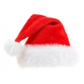 Classic red plush Christmas hat with thick white faux fur trim and fluffy pompom detail - Double Layer with Liner (Child)