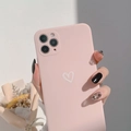 Minimalist light pink matte iPhone case featuring a simple white heart pattern design - Series 14promax / Begonia Pink Heart
