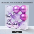 Set di 9 palline di Natale viola da 6cm con finiture opache, lucide e glitterate - Viola