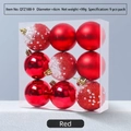 Set of 9 red Christmas balls with glossy, matte and snowflake textures, 6cm diameter - Red