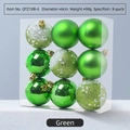 Set di 9 palline di Natale verdi da 6 cm con finiture opache, lucide e glitterate - Verde